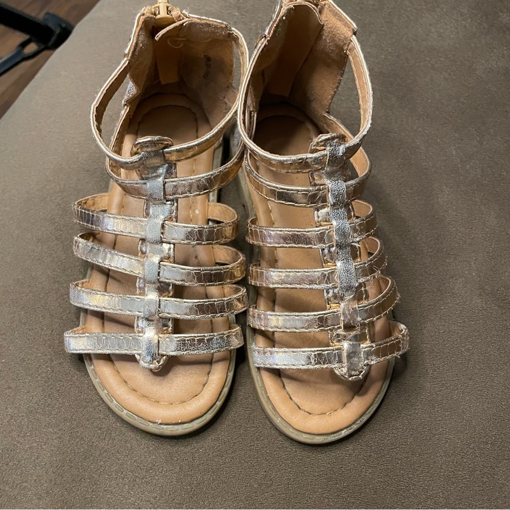 Laura Ashley Girls Metallic Gold Gladiator Zip up Summer Sandals 9
